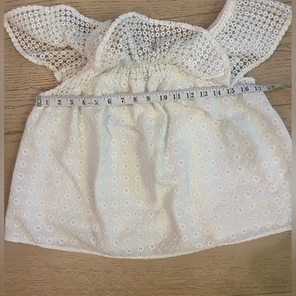 REBECCA MINKOFF Cotton Eyelet Off The Shoulder Top Small White Ruffle NWOT - Picture 8 of 10